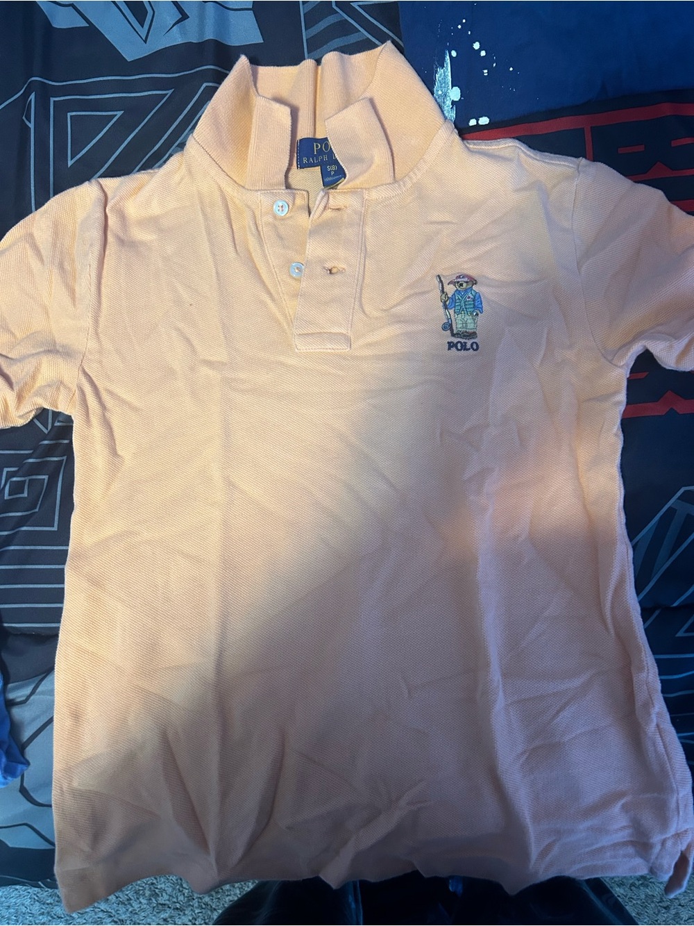 Polo by Ralph Lauren kids light Peach Polo Shirt with Embroidered Bear